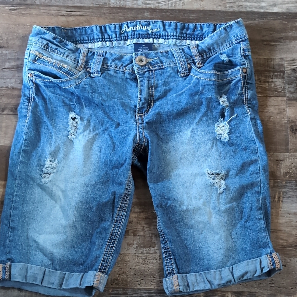 Amethyst Jeans Distressed Blue Jean Shorts